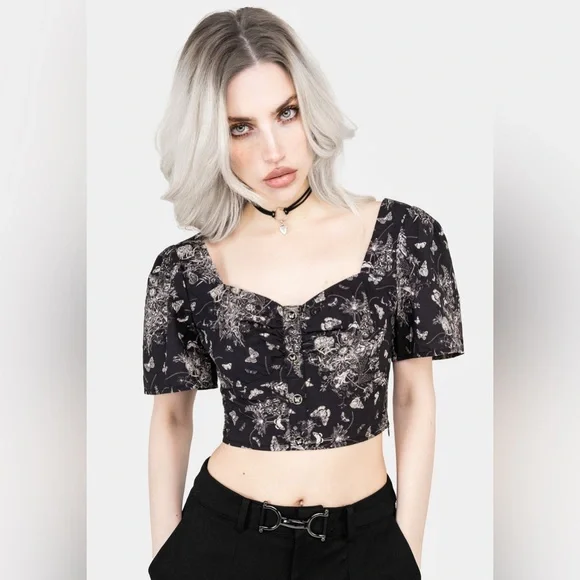 Disturbia Thalia Button Front Crop Top US 12 / UK 16 - Picture 4 of 6